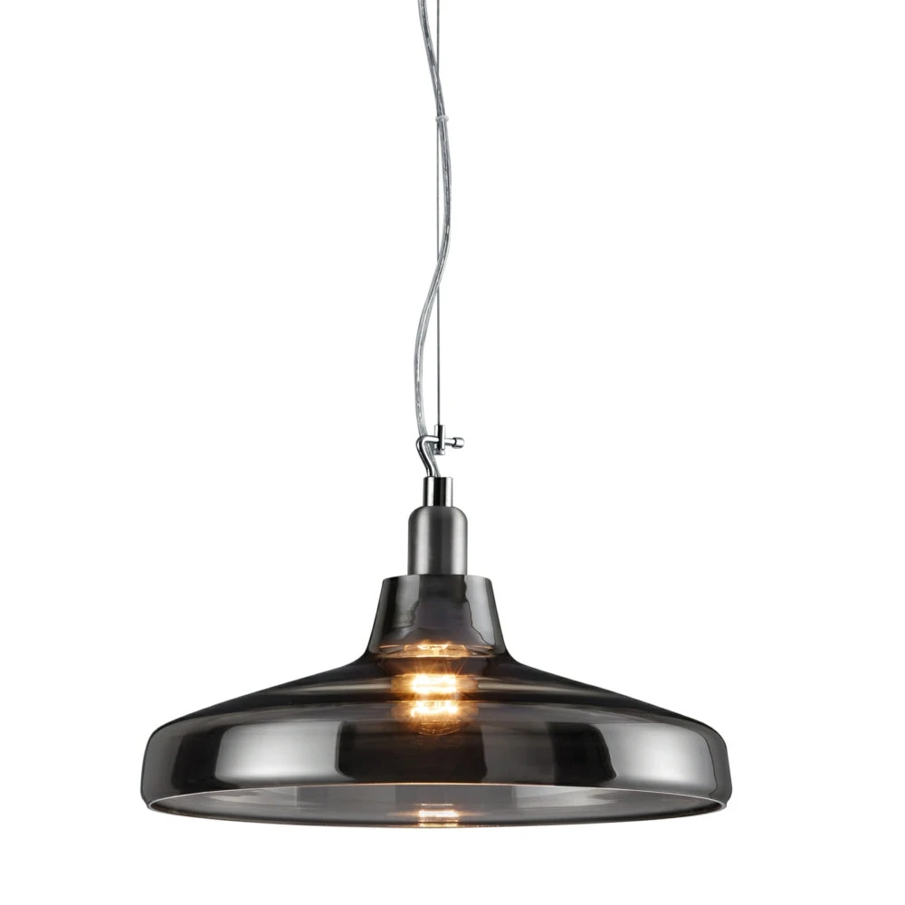 Leyton Lighting Dover Pendant Ceiling Light, Smoked Glass Body 1 Leyton Lighting Dover Pendant Ceiling Light, Smoked Glass Body