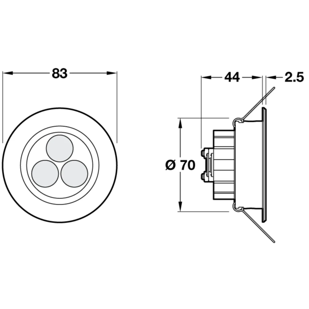 Hafele Loox LED K-3 Ceiling Light Fitting - With Swivel Adjustment 2 Hafele Loox LED K-3 Ceiling Light Fitting - With Swivel Adjustment - Image 2