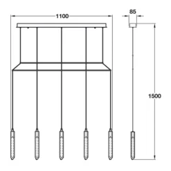 Shard 5 Light LED Ceiling Bar Pendant Light, IP20 Rated -Lighting Specialty Store 833.42.025.1