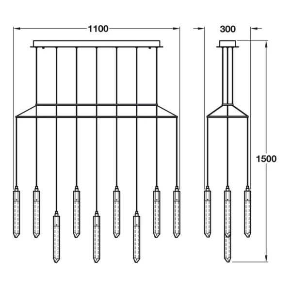 Shard 13 Light LED Ceiling Bar Pendant Light, IP20 Rated 3 Shard 13 Light LED Ceiling Bar Pendant Light, IP20 Rated - Image 3