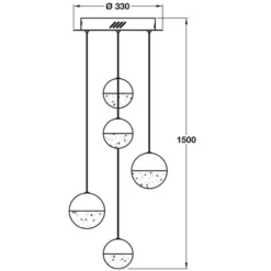 Eclipse 5 Light Round Drop Adjustable LED Ceiling Pendant, IP20 Rated -Lighting Specialty Store 833.42.051.1