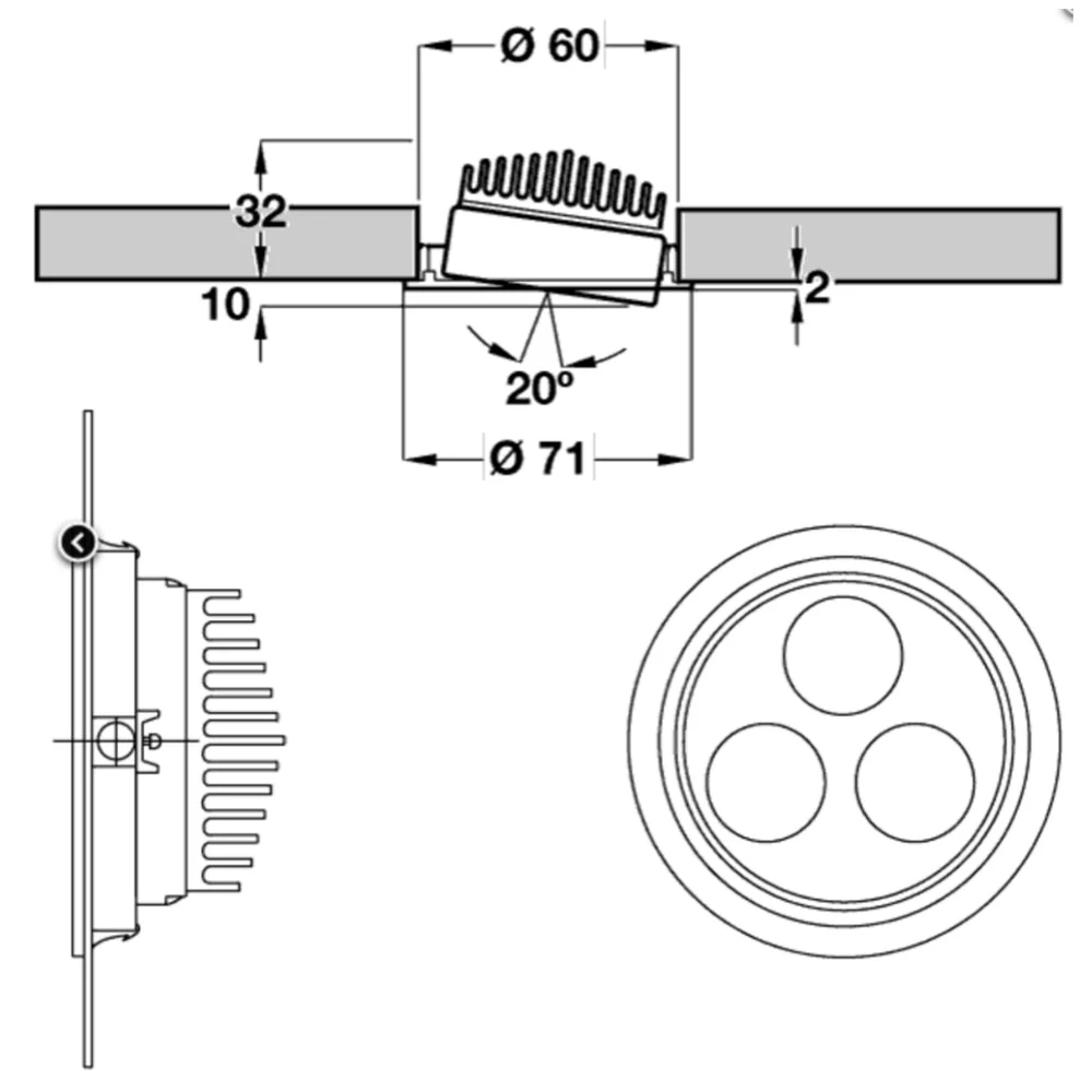 Hafele Loox Java Round Ceiling Fitting - With Swivel Adjustment 2 Hafele Loox Java Round Ceiling Fitting - With Swivel Adjustment - Image 2