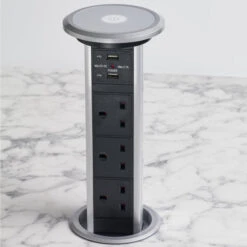 Fully Motorised Worktop Pop Up Socket - 3 X UK Sockets & 2 USB Ports