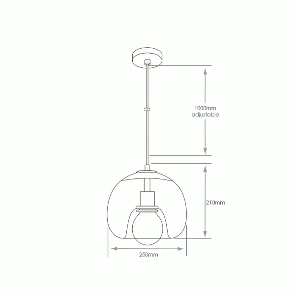 Ohio E27 IP44 Clear Glass Pendant Light 2 Ohio E27 IP44 Clear Glass Pendant Light - Image 2