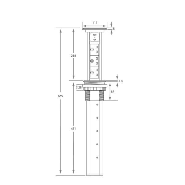 Motorised Pop Up Socket With White Glass Top & Qi Charging 4 Motorised Pop Up Socket With White Glass Top & Qi Charging - Image 4